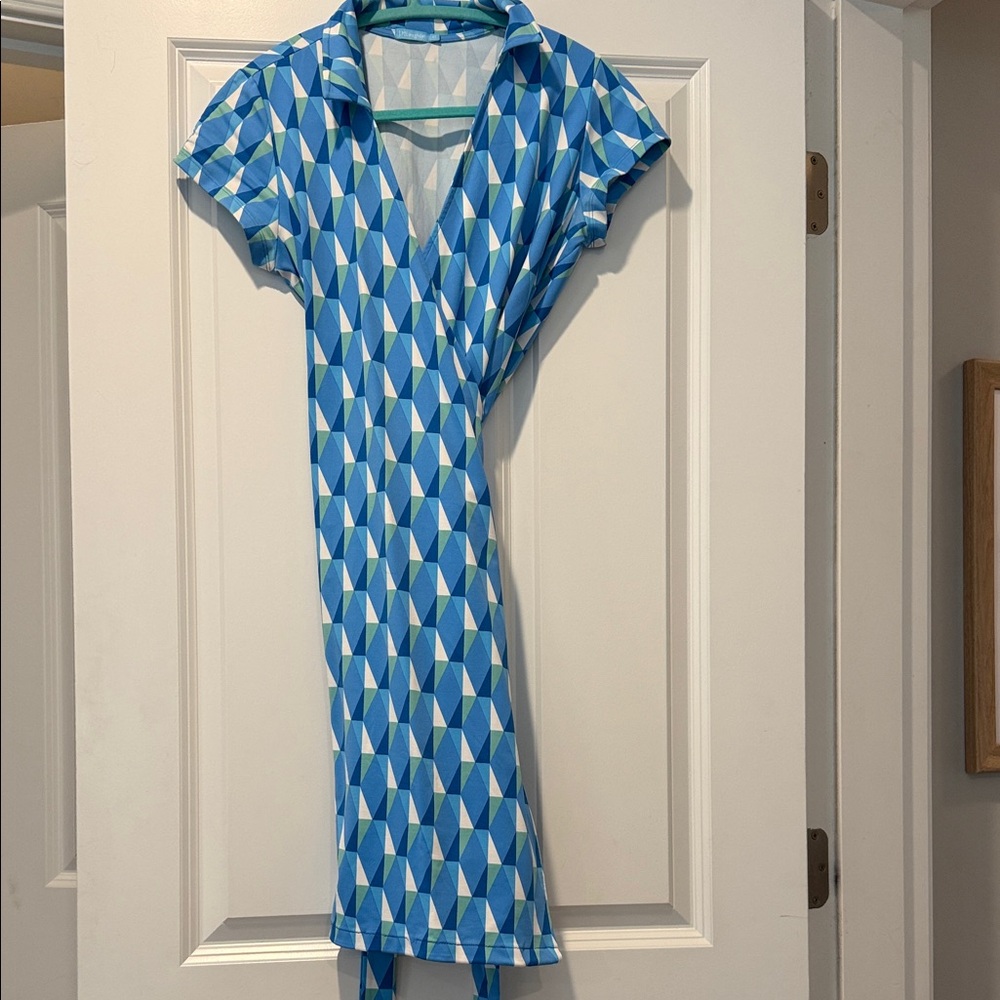 J.McLaughlin Blue Geometric Wrap Dress - Women